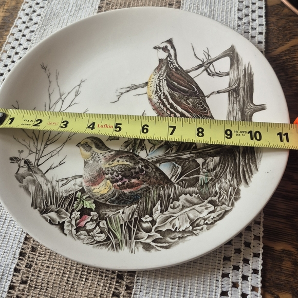Cottage Core Style-Quail Ironstone Johnson Brothers Oval Collectors Plate-9 3/8" - Picture 3 of 6